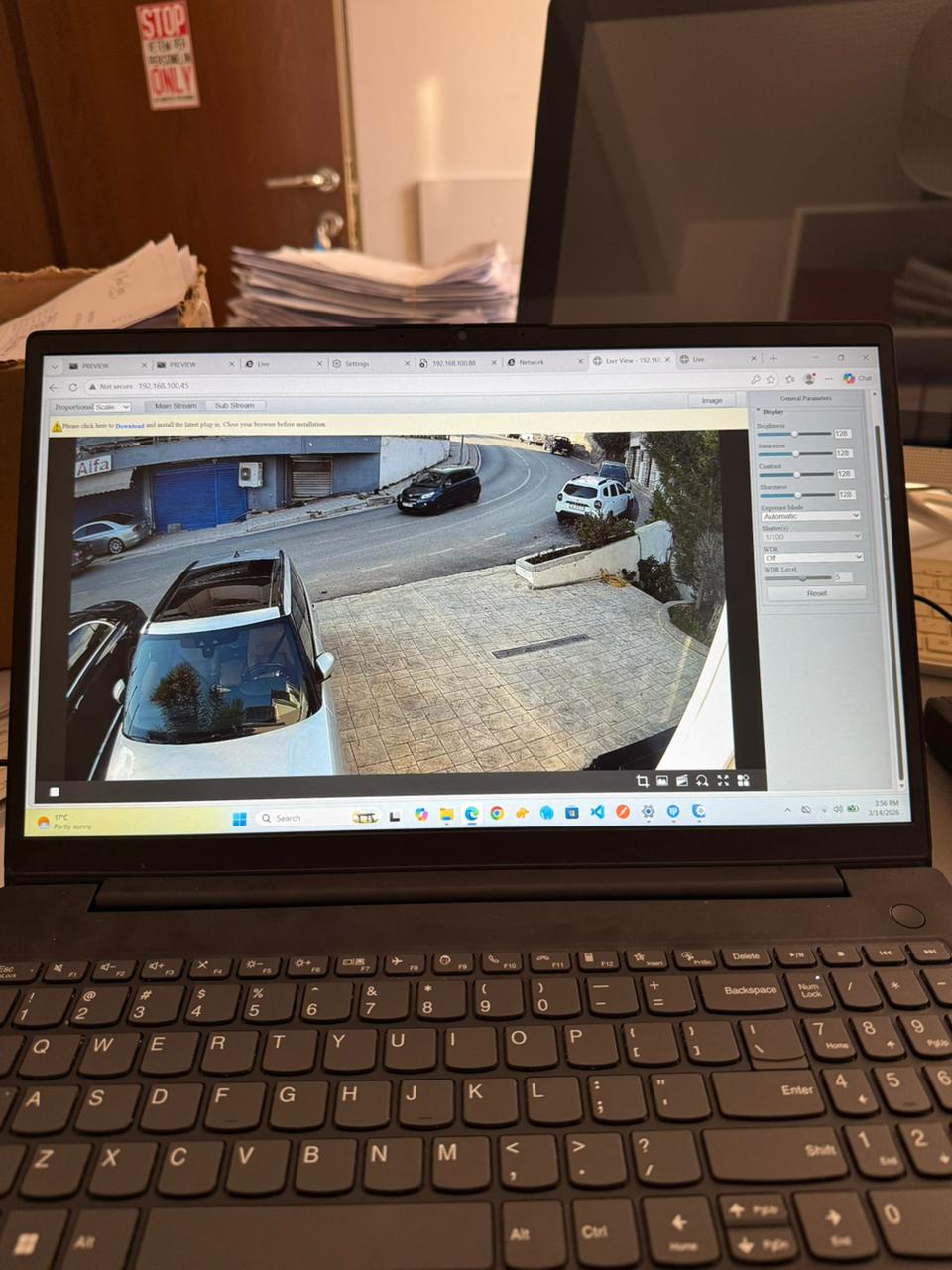 Live camera view configured on a laptop