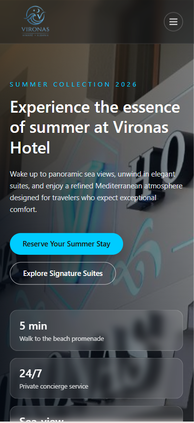 Vironas Hotel mobile preview